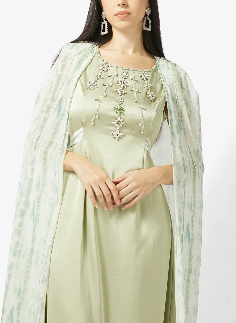 Khizana  Embellished Dress With Cape for Women | Best Price UAE